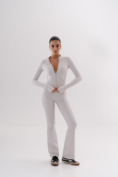 UMI Zip Flare Top – White